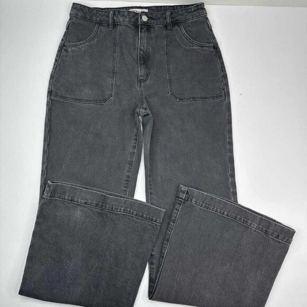 Rollas Womens Eastcoast Flare Jeans Black High Rise‎ Patch Pocket Size 31x32